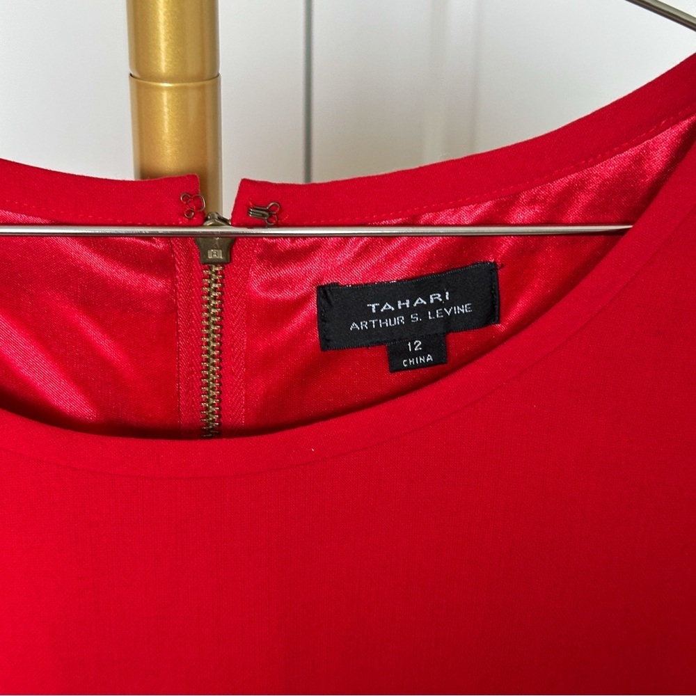 Tahari ASL Red Sheath Dress with 3/4 Sleeves - Picture 11 of 12